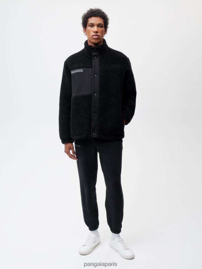 noir Pangaia vêtements femmes DH84F0472 veste polaire en laine recyclée