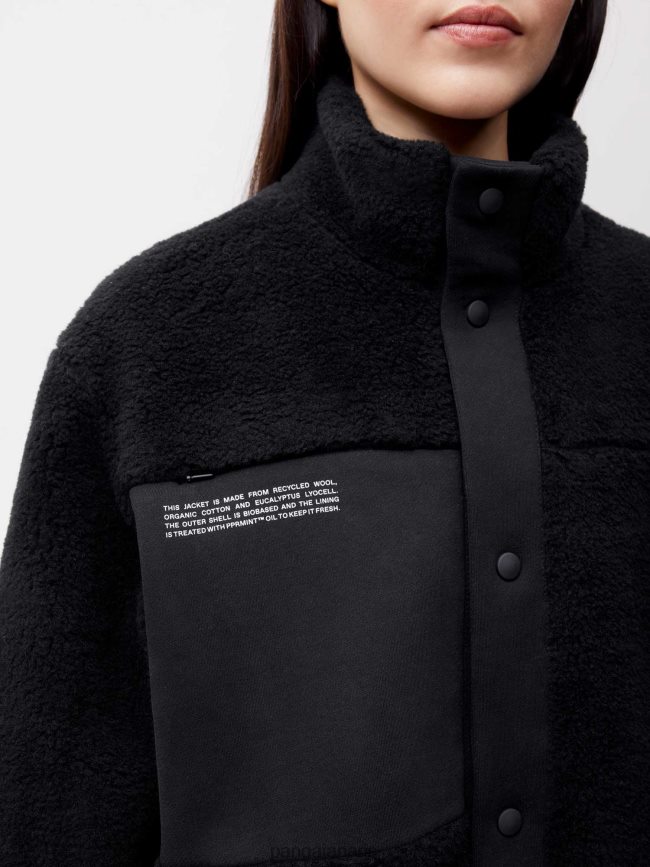 noir Pangaia vêtements femmes DH84F0472 veste polaire en laine recyclée