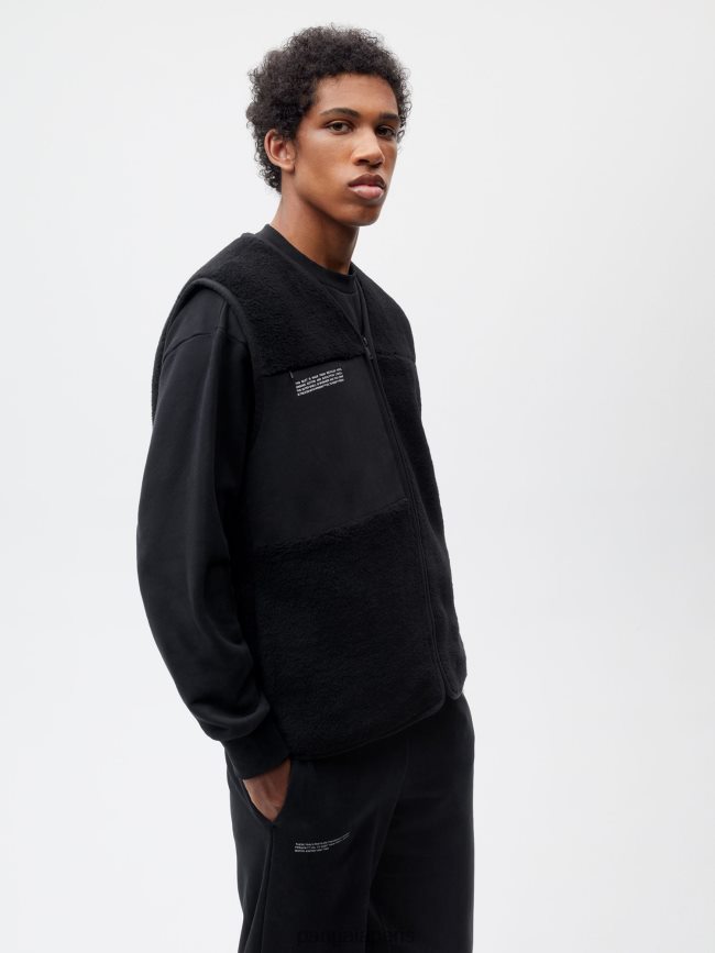 noir Pangaia vêtements femmes DH84F0485 gilet polaire en laine recyclée