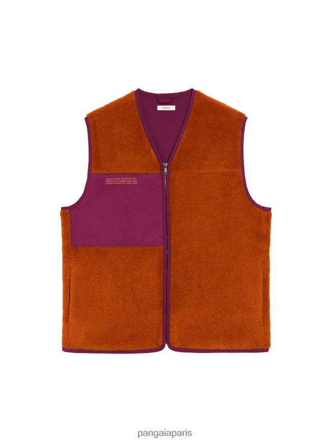 orange cannelle Pangaia vêtements femmes DH84F0457 gilet polaire en laine recyclée