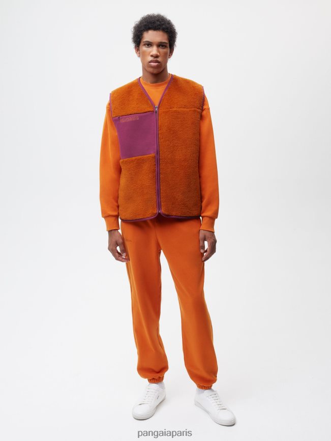 orange cannelle Pangaia vêtements femmes DH84F0457 gilet polaire en laine recyclée