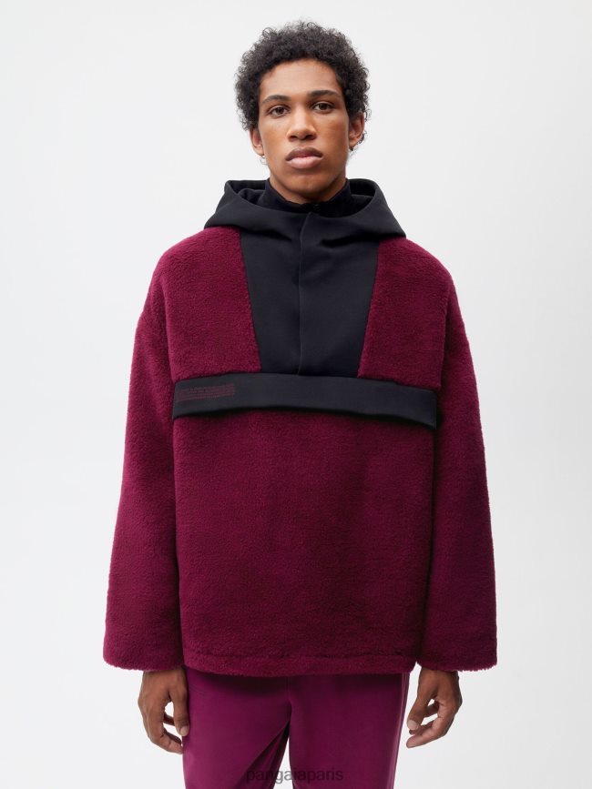 violet prune Pangaia vêtements femmes DH84F0449 veste demi-zip en polaire de laine recyclée