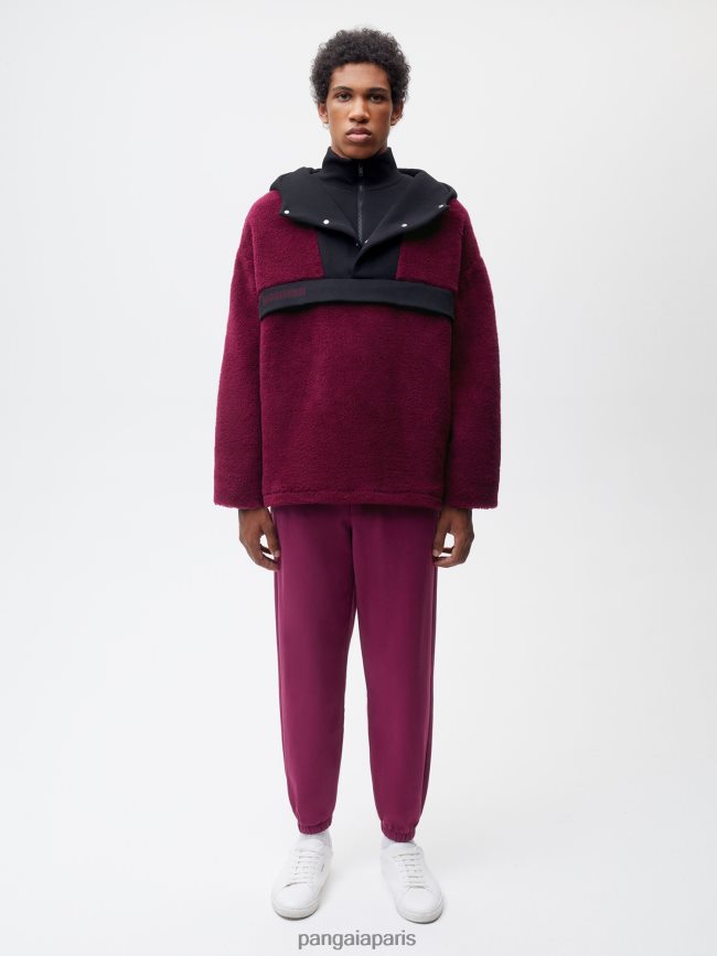 violet prune Pangaia vêtements femmes DH84F0449 veste demi-zip en polaire de laine recyclée