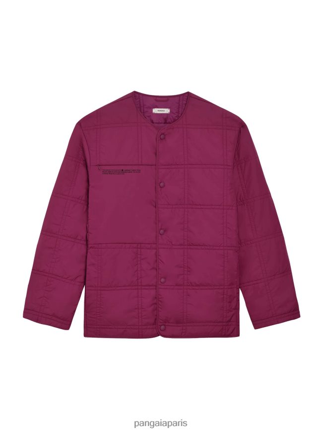 violet prune Pangaia vêtements femmes DH84F0490 veste sans col matelassée flwrdwn