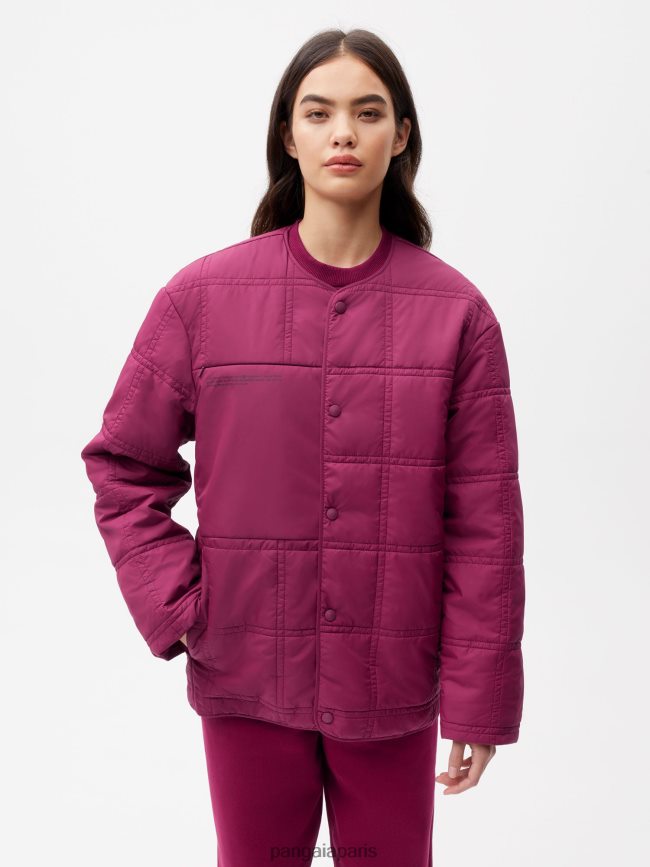 violet prune Pangaia vêtements femmes DH84F0490 veste sans col matelassée flwrdwn