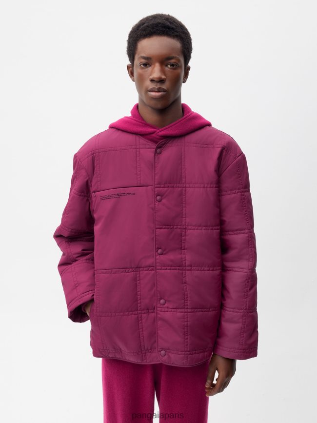 violet prune Pangaia vêtements femmes DH84F0490 veste sans col matelassée flwrdwn