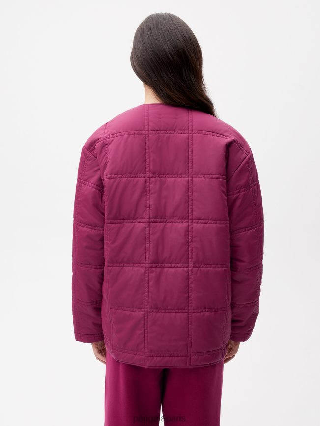 violet prune Pangaia vêtements femmes DH84F0490 veste sans col matelassée flwrdwn