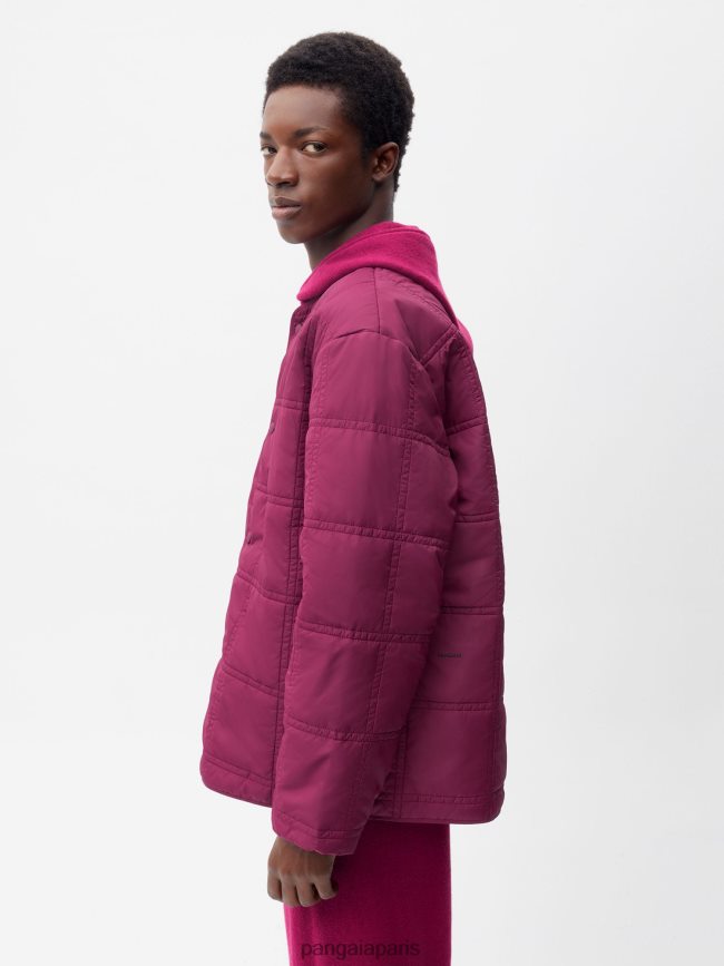 violet prune Pangaia vêtements femmes DH84F0490 veste sans col matelassée flwrdwn