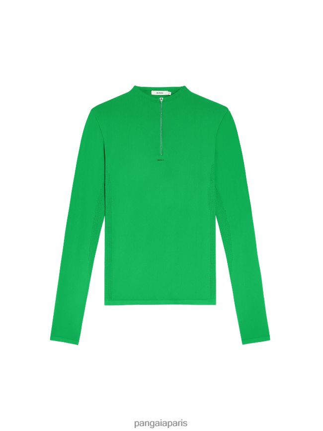Vert Jade Pangaia vêtements Hommes DH84F0524 motion x top zippé à manches longues
