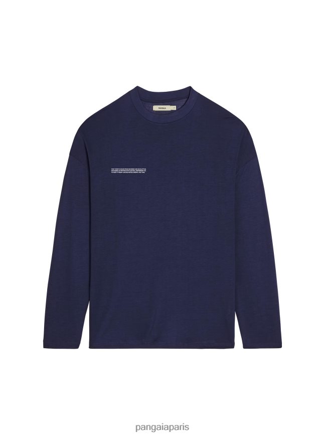 bleu marine Pangaia vêtements Hommes DH84F0522 t-shirt à manches longues pure c-fiber