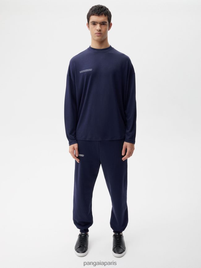 bleu marine Pangaia vêtements Hommes DH84F0522 t-shirt à manches longues pure c-fiber