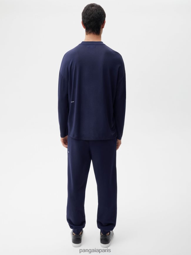 bleu marine Pangaia vêtements Hommes DH84F0522 t-shirt à manches longues pure c-fiber