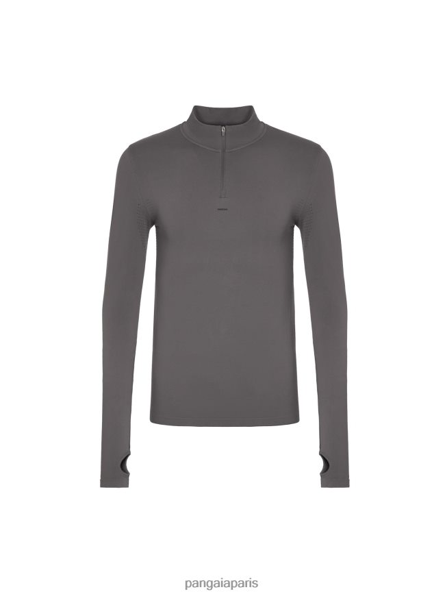 gris volcanique Pangaia vêtements Hommes DH84F0518 top zippé à manches longues