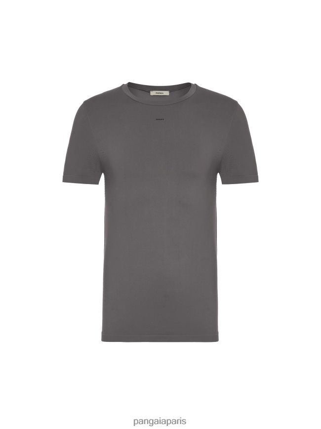 gris volcanique Pangaia vêtements Hommes DH84F0519 t-shirt en maille à motif de mouvement