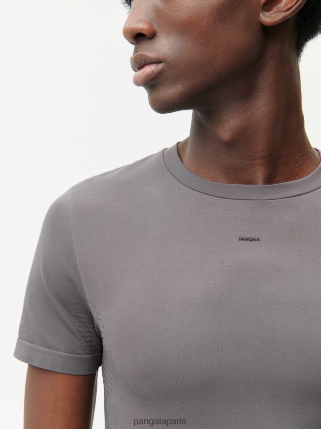 gris volcanique Pangaia vêtements Hommes DH84F0519 t-shirt en maille à motif de mouvement
