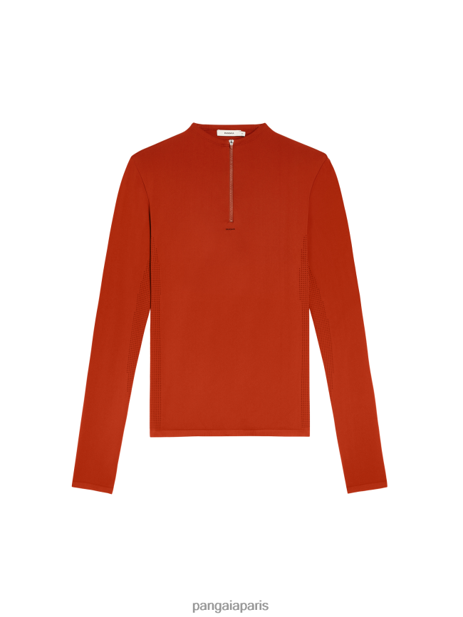 jaspe rouge Pangaia vêtements Hommes DH84F0521 motion x top zippé à manches longues
