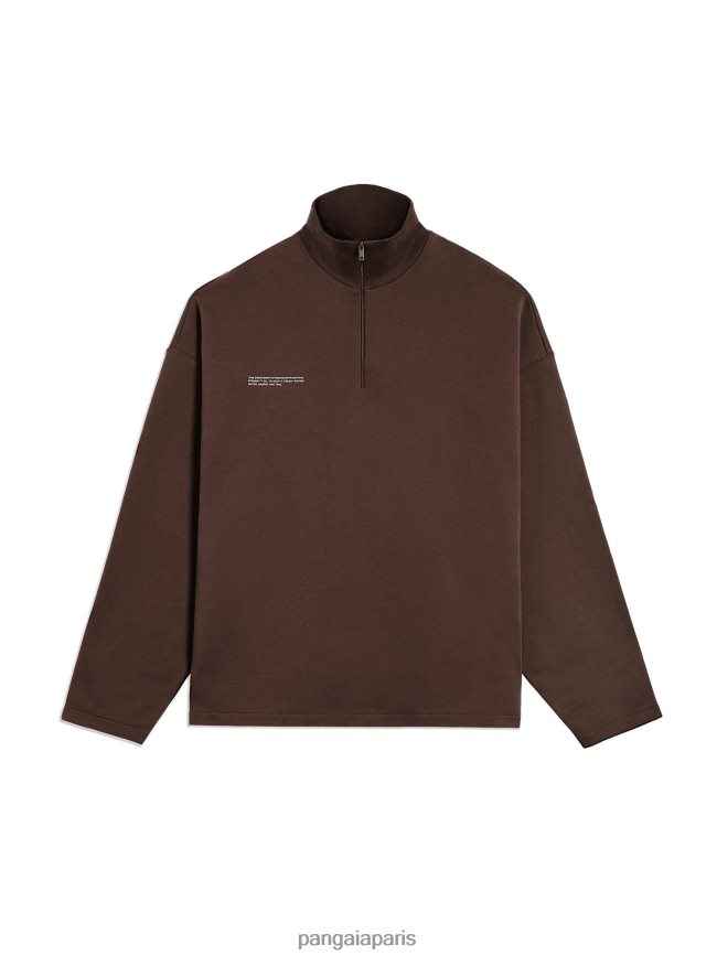 marron Pangaia vêtements Hommes DH84F0511 sweat à demi zip pprmint
