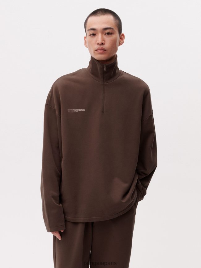 marron Pangaia vêtements Hommes DH84F0511 sweat à demi zip pprmint