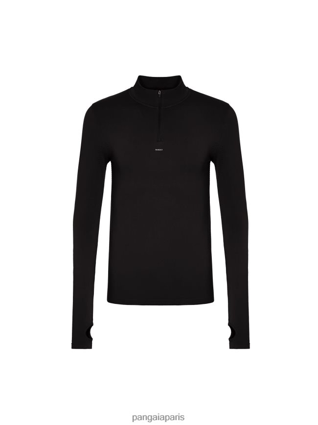 noir Pangaia vêtements Hommes DH84F0514 top zippé à manches longues