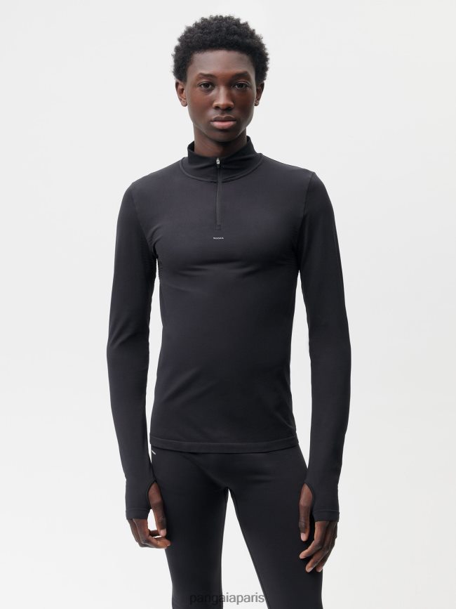 noir Pangaia vêtements Hommes DH84F0514 top zippé à manches longues