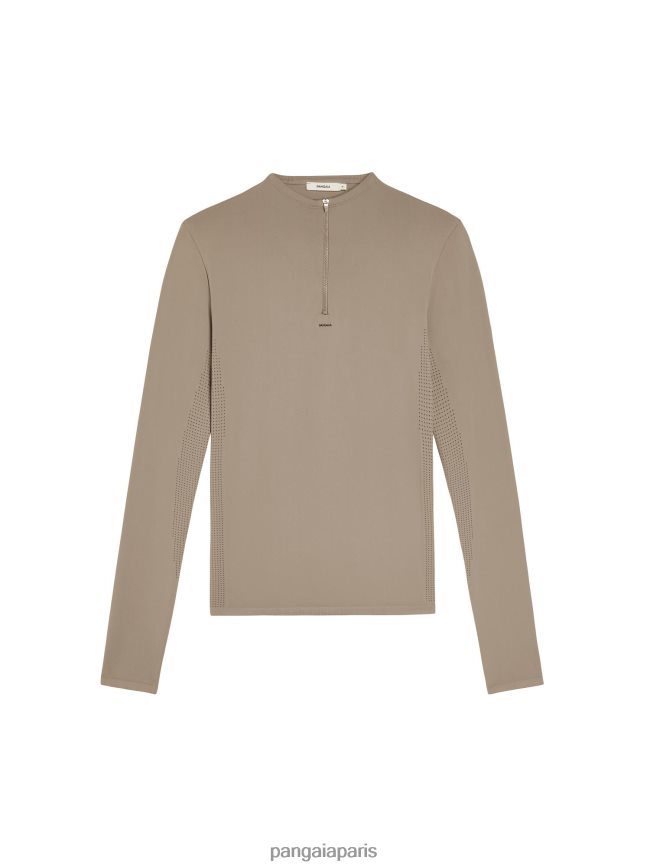 taupe Pangaia vêtements Hommes DH84F0516 motion x top zippé à manches longues