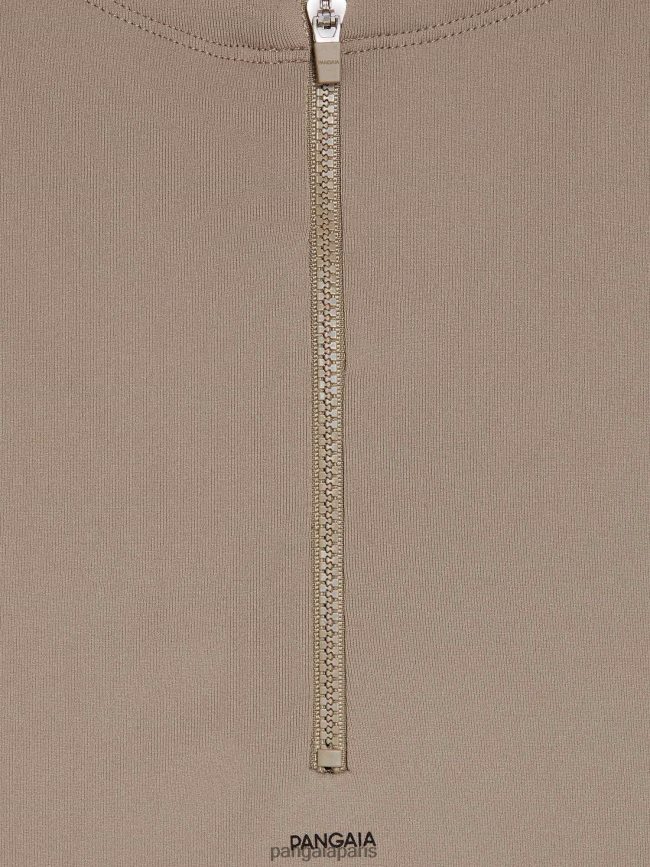 taupe Pangaia vêtements Hommes DH84F0516 motion x top zippé à manches longues
